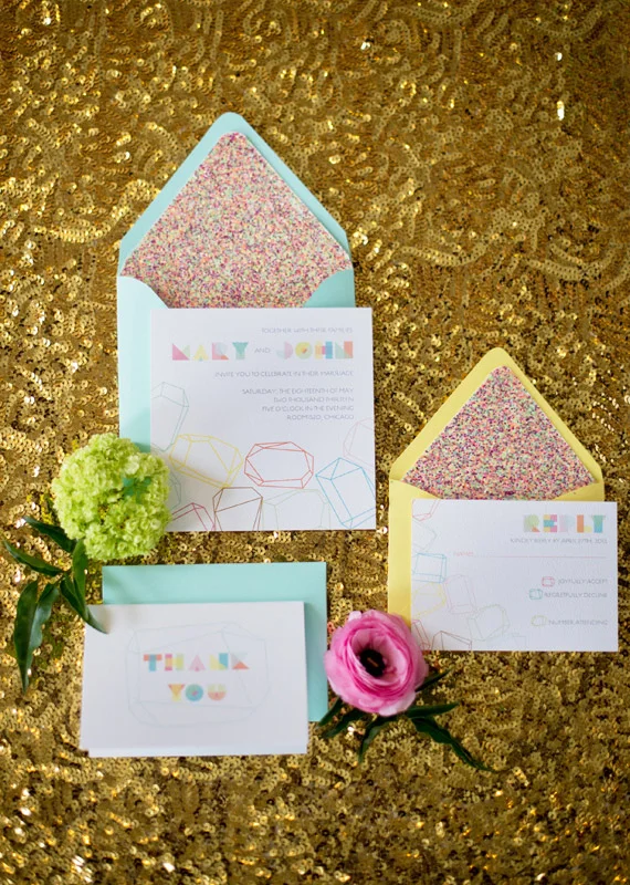 Geometric wedding invitations