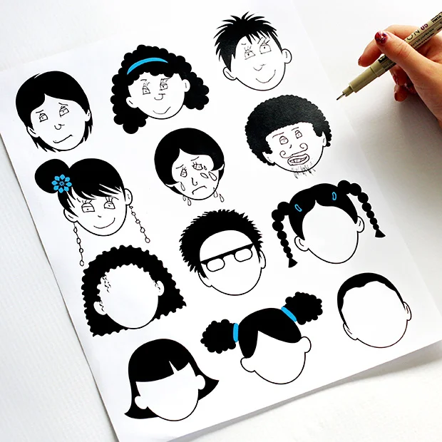 Blank faces coloring page 2.0 {vía dabblesandbabbles }