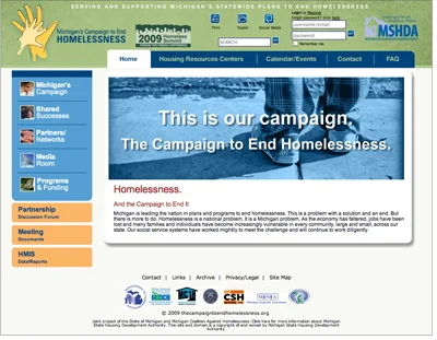 Website portal to share resources and tools/data about homeless people in Michigan.