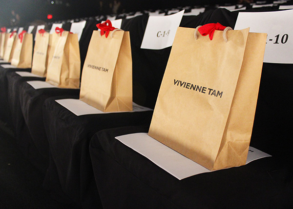 Swag bags for the front row guests.