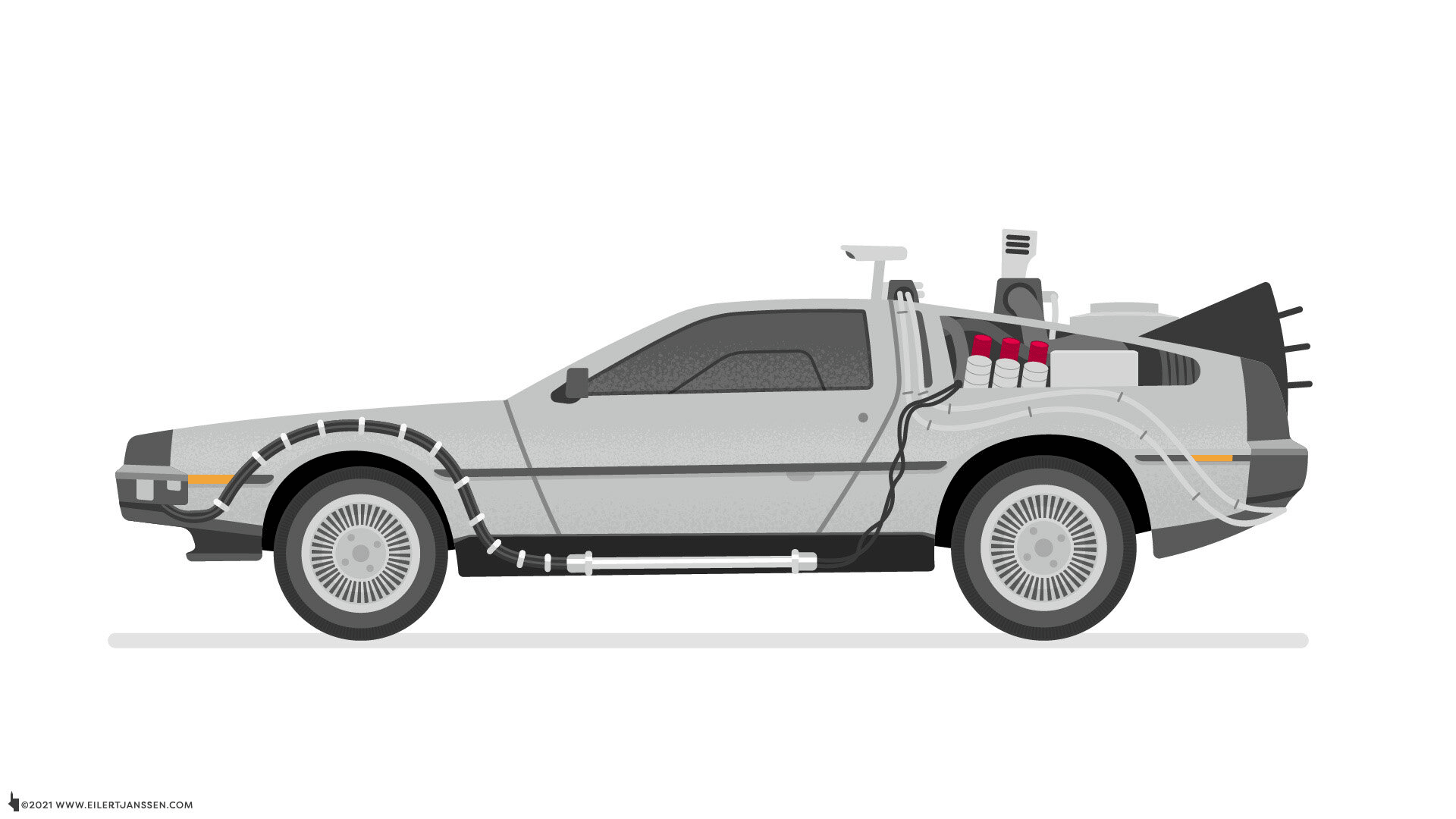 DeLorean time machine - Flat Illustration