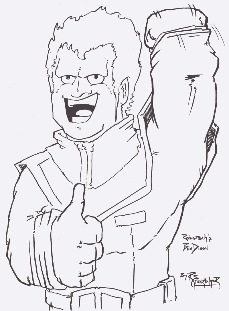  Here's a piece of fan art for Art & Story's monthly forum challenge. This month's theme is "your favorite saturday morning cartoon character". I chose Ben Dixon from Robotech since he was such an important character in growing my appreciation of more complex stories. Rick Hunter was such a cooler character and had a satisfying story in the Macross Saga, yet looking back at the series I give Ben the credit for Robotech making such a lasting impression on me.
