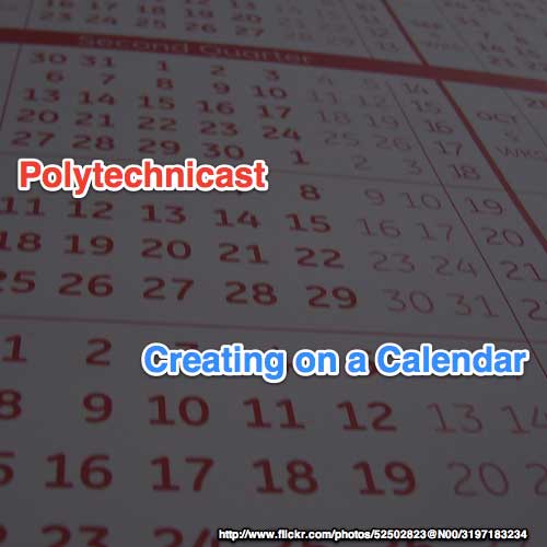 In this episode of the Polytechnicast I examine creative project schedules. Calendars are important to me, but they’re not the only thing I use to inform the scheduling of my projects.
Links Mentioned and Related
Dawn Griffin
Web Comic Alliance
Ken Drab
Tyler James
Lean Into Art Workshops
Follow Rob on Twitter or his blog at Interactive-Storyteller.com and workshops at Lean Into Art