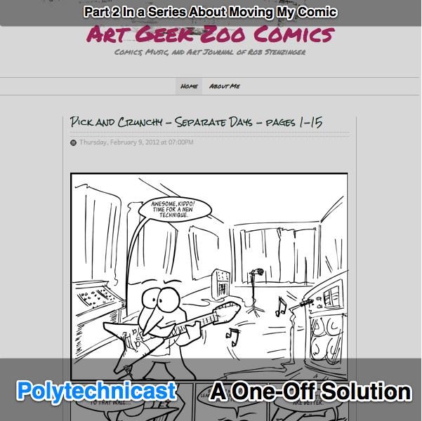 In this episode of the Polytechnicast I share an overiew of the technical details of my move from Google App Engine to Squarespace. It’s a bit about RSS, XML, why text formats rock and how web browsers are a fantastic place to build a little one-use data transformation.
Links Mentioned and Related Links
Art Geek Zoo
Google App Engine
Google Chrome’s JavaScript Console
The Script I Used to Transform My Blog Feed to Wordpress Export Format
Follow Rob on Twitter or his blog at Interactive-Storyteller.com and workshops at Lean Into Art