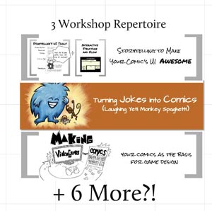 In this episode, I share my work in progress plans on adding 6 more art/code/comics/UI workshops (in a fairly short timeframe) to my 3 workshop repertoire.
Links Mentioned
Lean Into Art and 30 Classes in 30 Days
Storytelling to Make Your Comic’s UI Awesome
Comics Are Great by Jerzy Drozd
Turning Jokes into Comics: Laughing Yeti Monkey Spaghetti
Intervention Con
Follow Rob on Twitter or his blog at Interactive-Storyteller.com