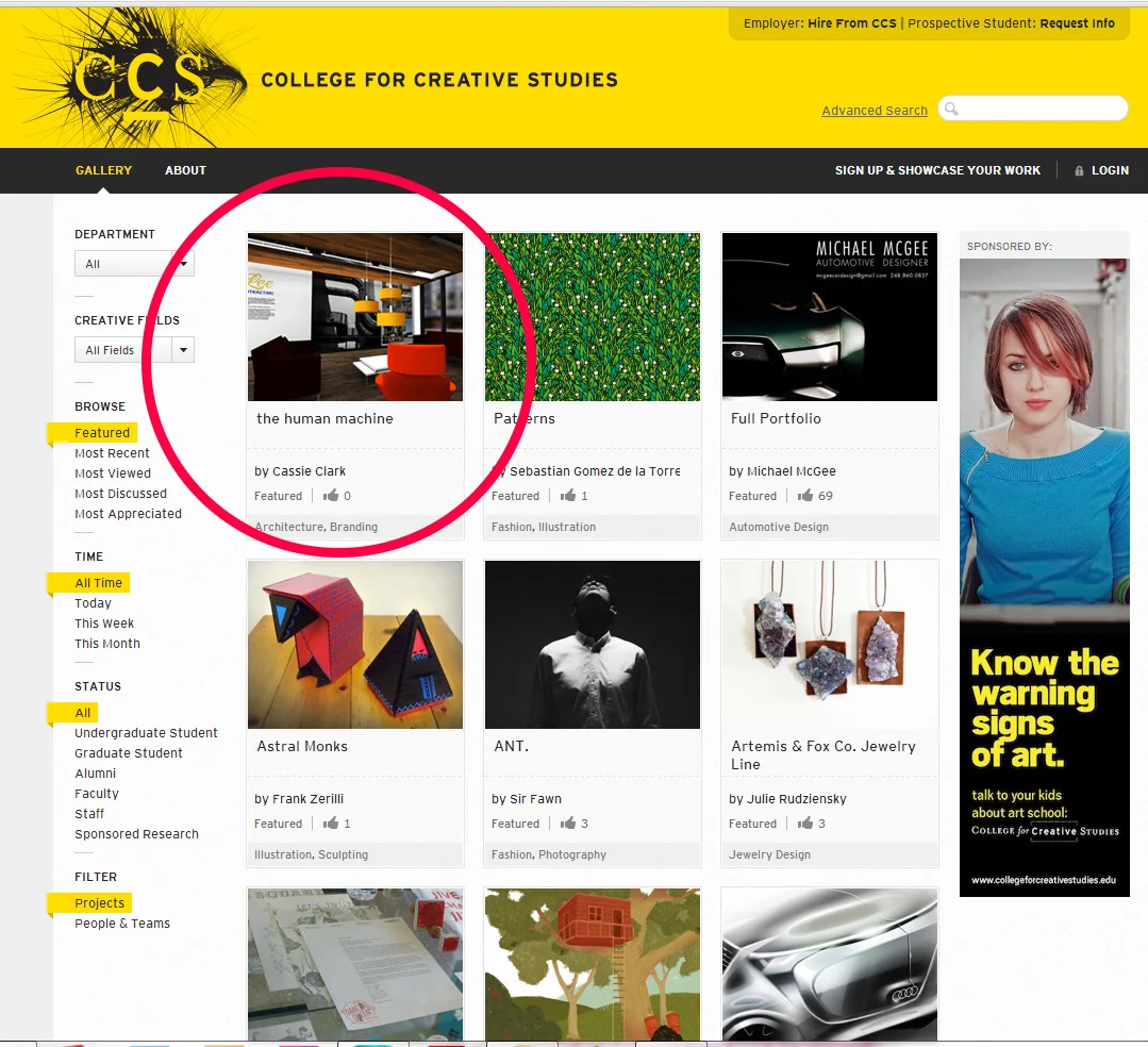 Featured in College for Creative Studies Gallery
