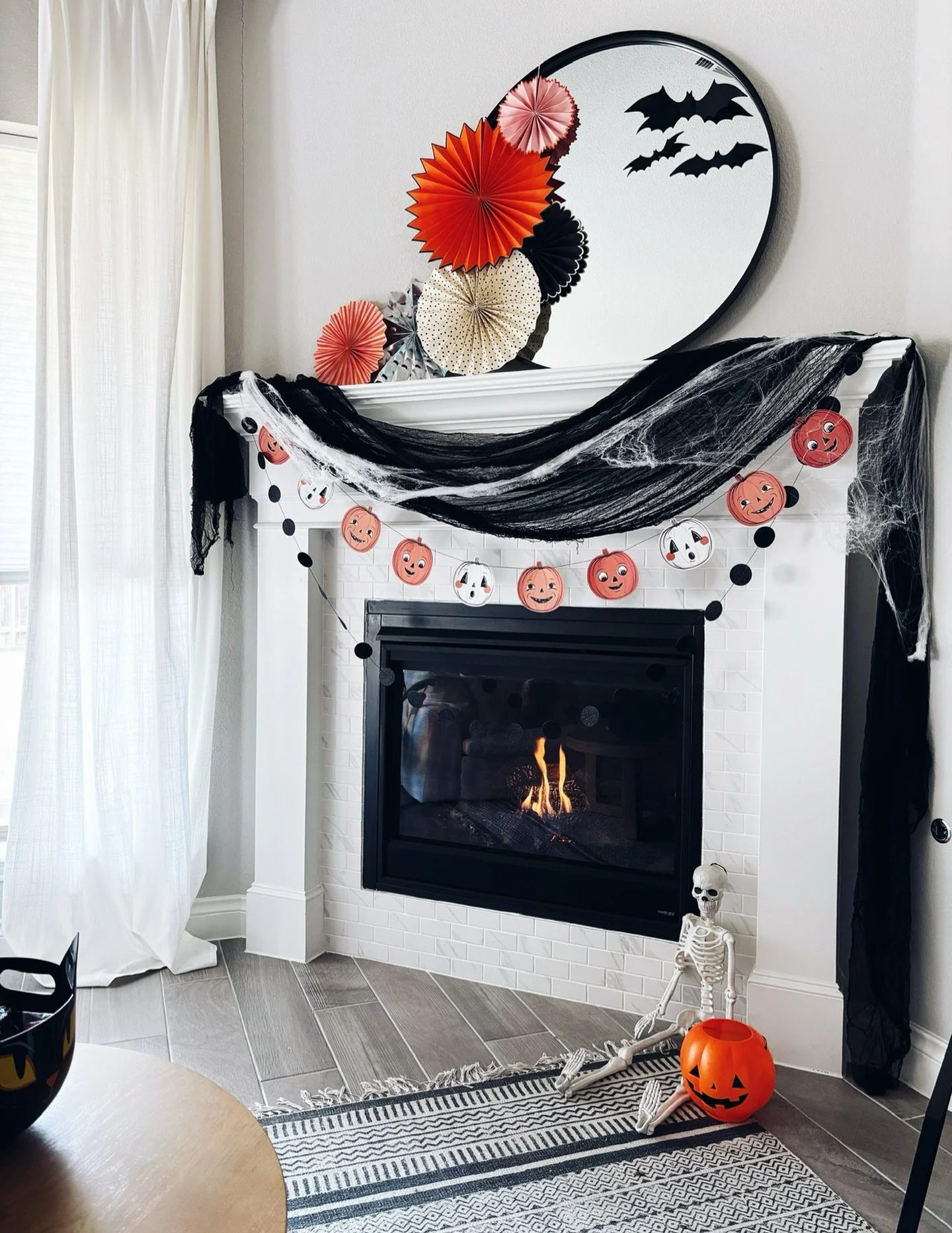 Are you decorated yet? Consider this a boo-back from last year&rsquo;s mantel. vintage forever. what&rsquo;s your classic halloween go-to? #HalloweenDecor #MantelDecor #VintageHalloween #SpookySeason #FallVibes #CozyGoth #HolidayStyling #HomeInspo #h