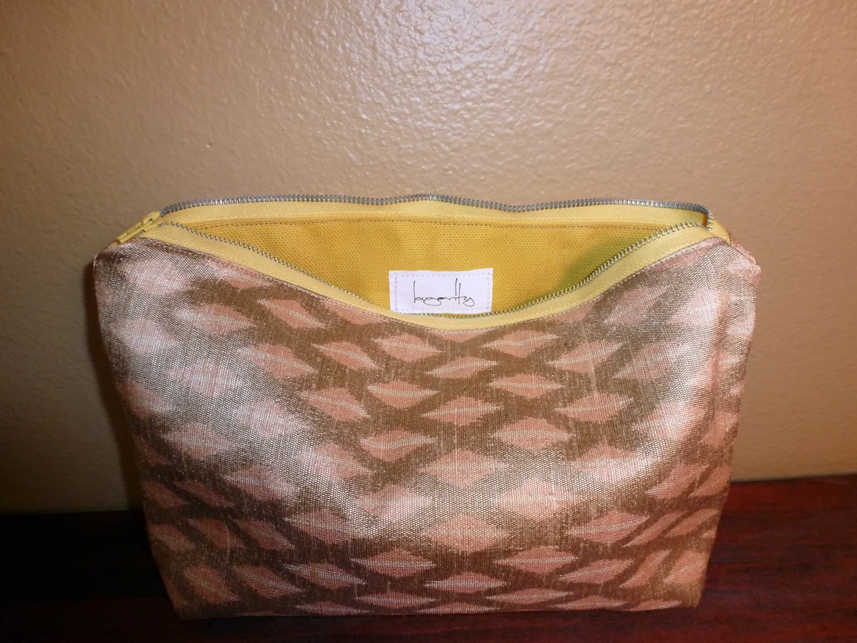 Salmon, Tan and Yellow Silk Diamond Collection Bag