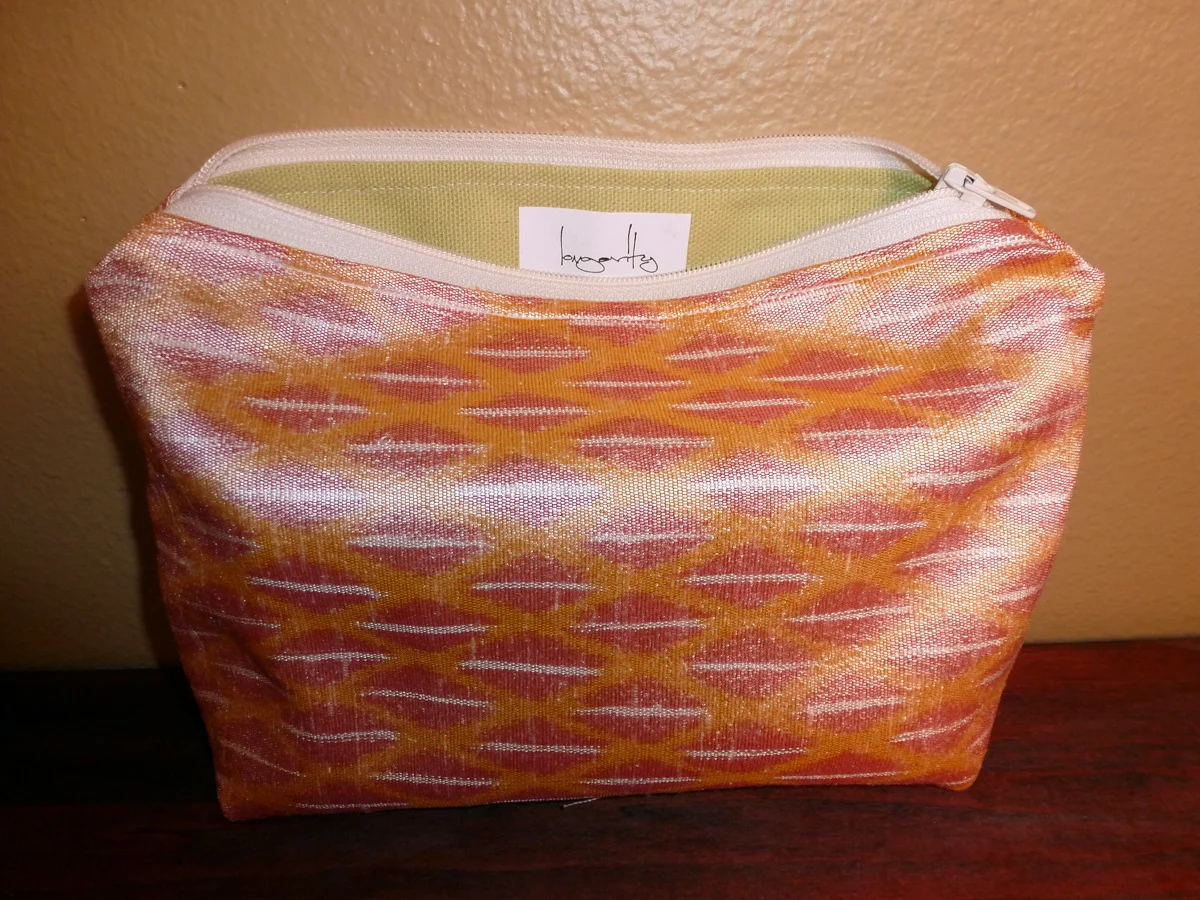 Pink, Orange and Whie Silk Diamond Collection Bag