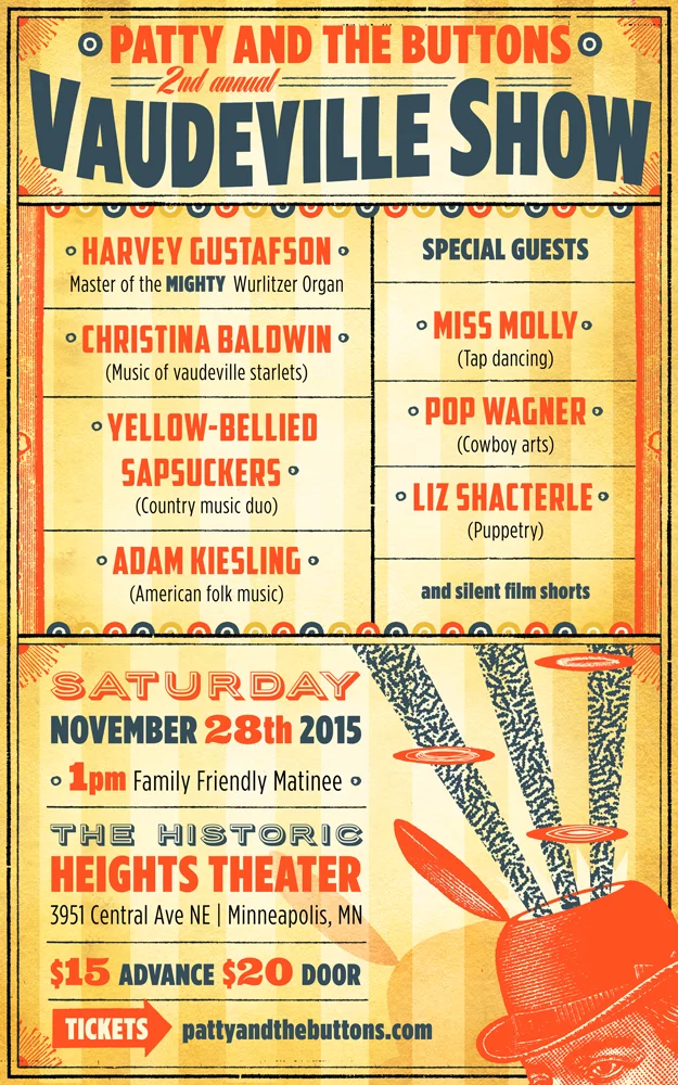 PATTY AND THE BUTTONS TO PRESENT SECOND ANNUAL VINTAGE VAUDEVILLE SHOW AT THE HISTORIC HEIGHTS THEATER. 