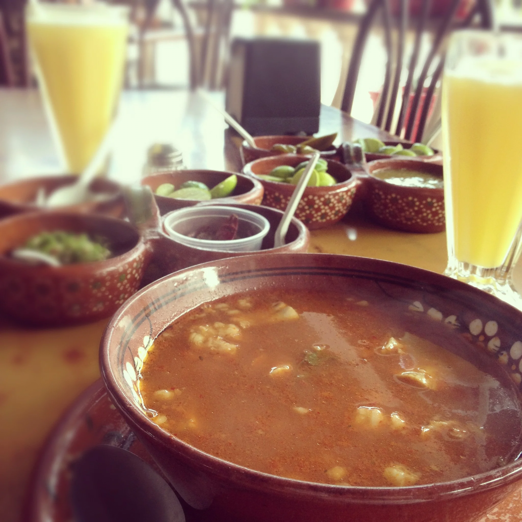 A bowl of menudo from Rico Mac Taco in Puerto Vallarta, Mexico