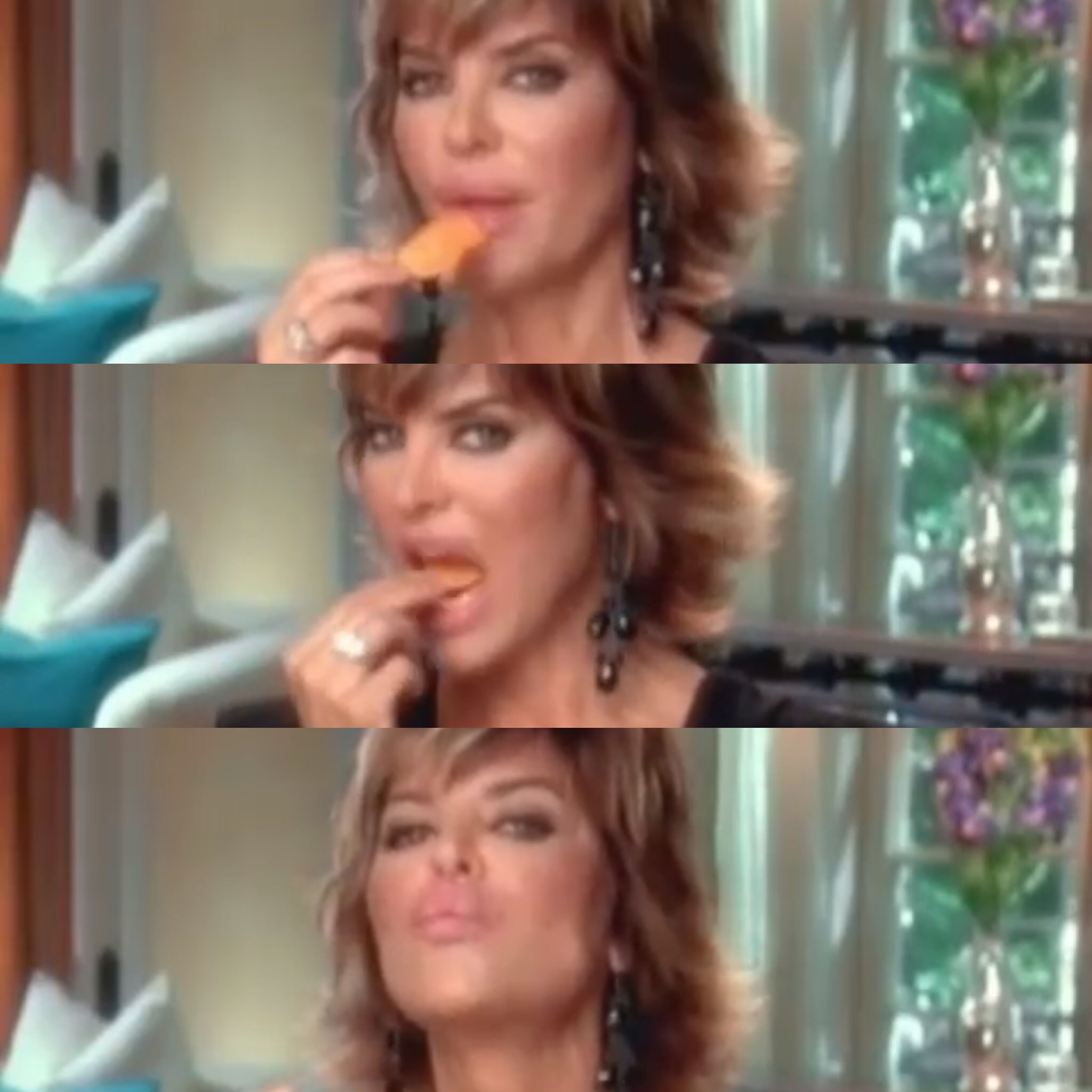 Lisa Rinna, owning it–with diamonds and Doritos.