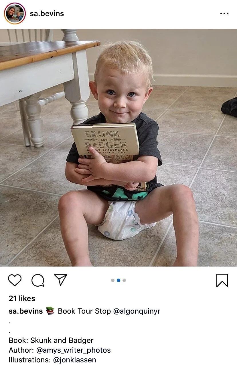 A note from Amy: The mother who posted this gorgeous photo said her son loved Skunk and Badger. I’m going to be honest here: This boy looks a little young for Skunk and Badger. (I’m thinking it’s more appropriate age 7 and up.) But Skunk and Badger …