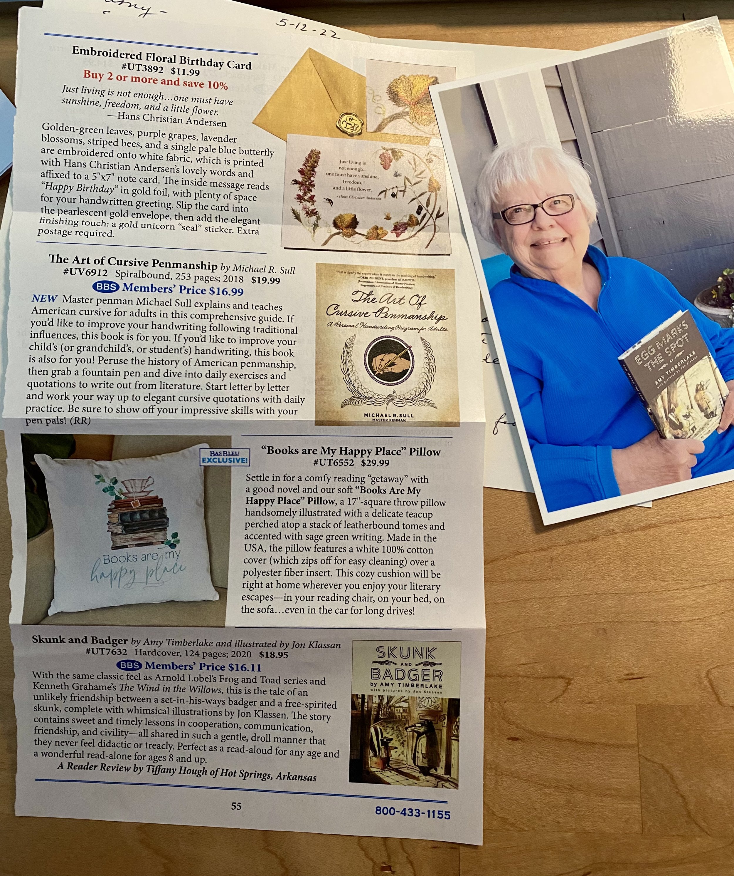 May 2022 -- Dorothy tells me Skunk and Badger is in Bas Bleu catalog!