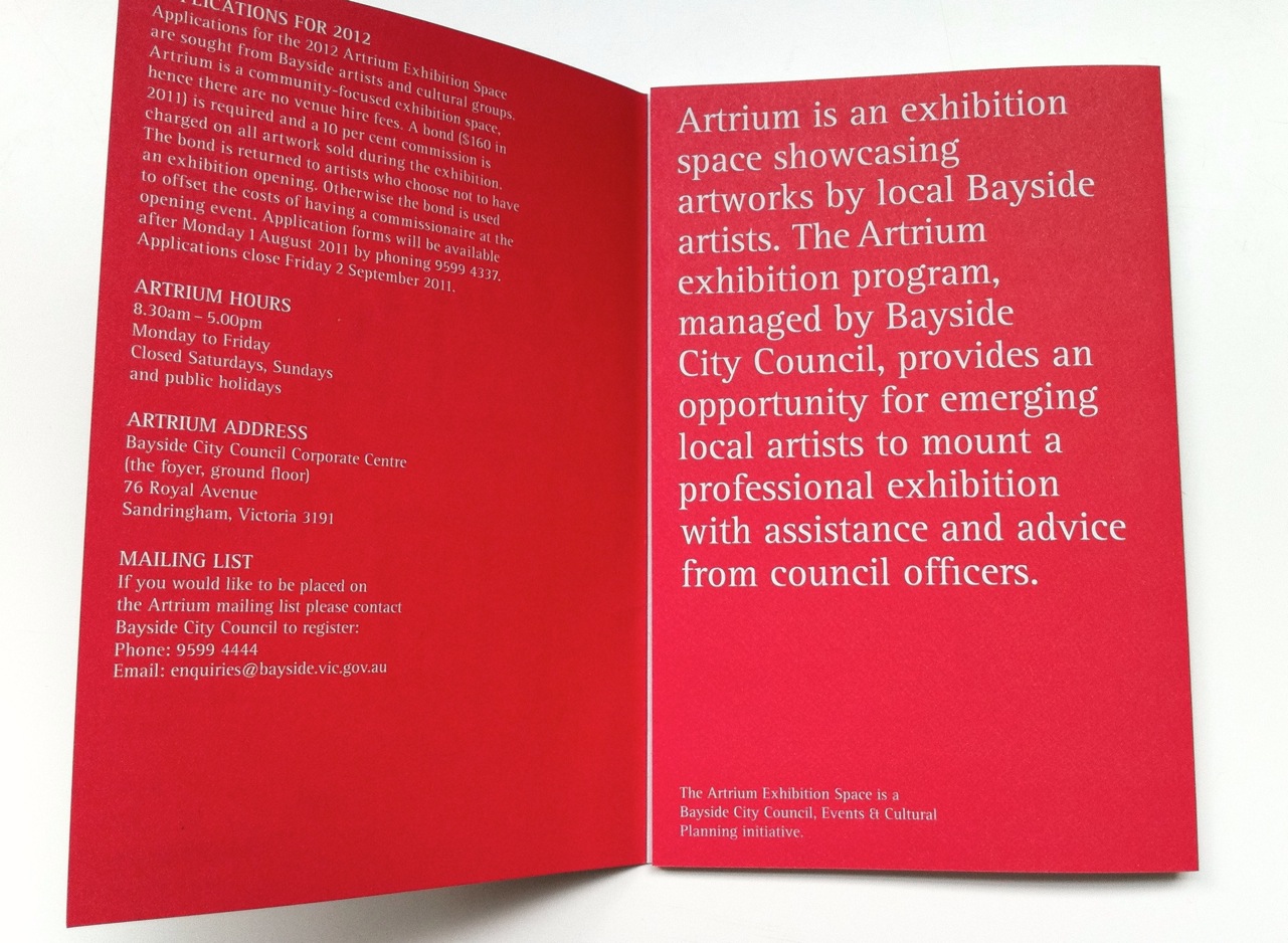 New work: Artrium Exhibition Program for Bayside City Council