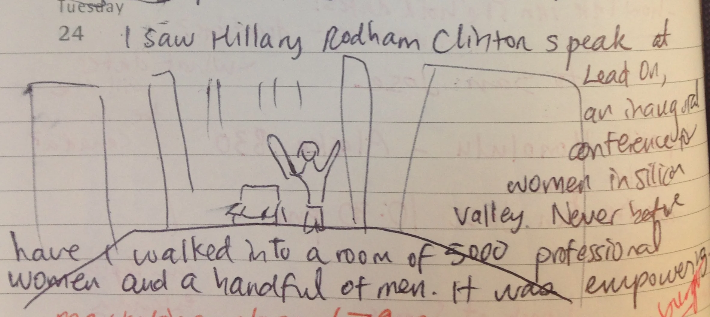 February 24: I somehow scored a seat at the first ever #LeadOn conference for women in Silicon Valley, where the keynote was none other than Senator Hillary Clinton. 