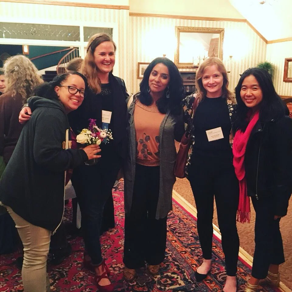 L-R: Writers Jamie Moore, me, Shanthi Sekaran, Mairead Brodie and Vanessa Hua. Taken at the Hill House Inn in Mendocino.