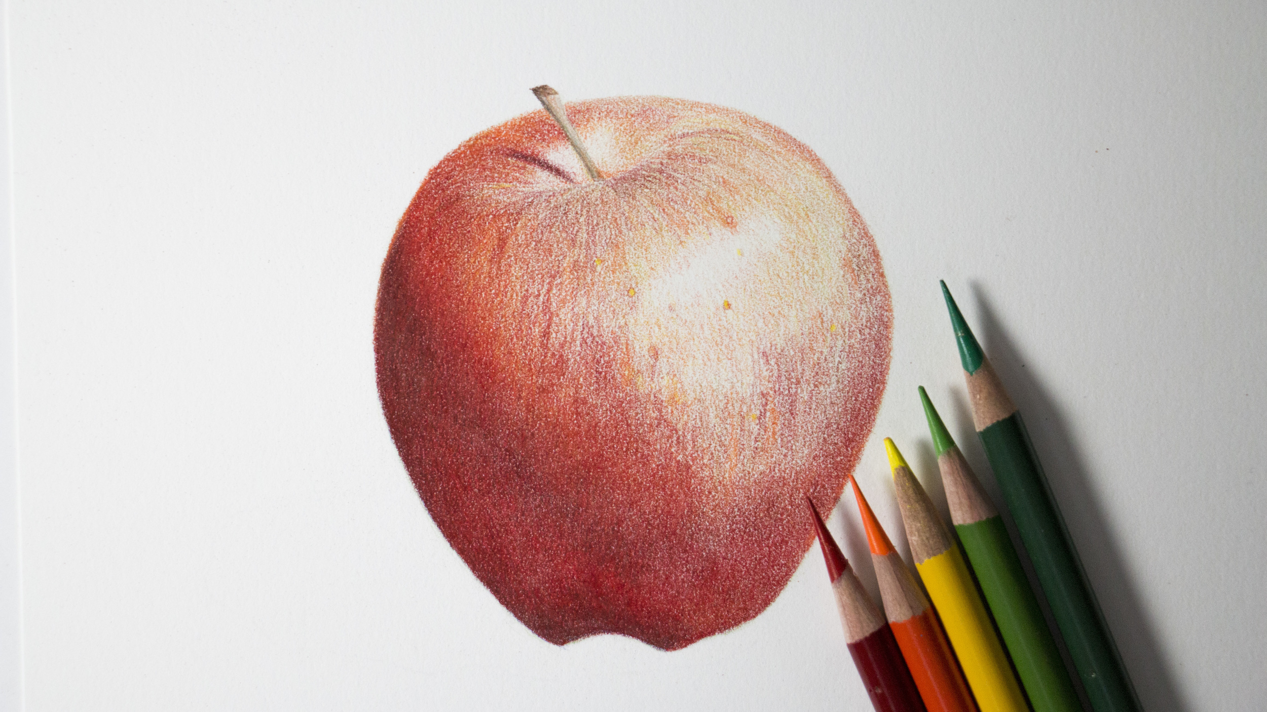 Apple Drawing in Colored Pencil - Original Still Life Artwork | eBay