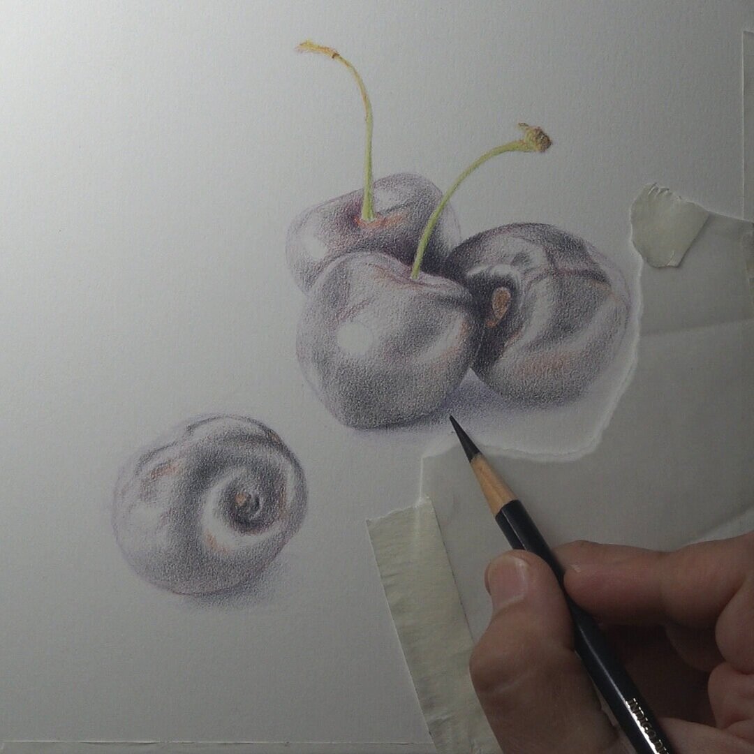 Drawing CHERRY with Color pencil  Tutorial for BEGINNERS 