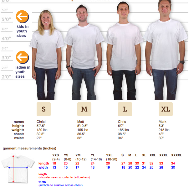 Custom Ink Shirt Size Chart