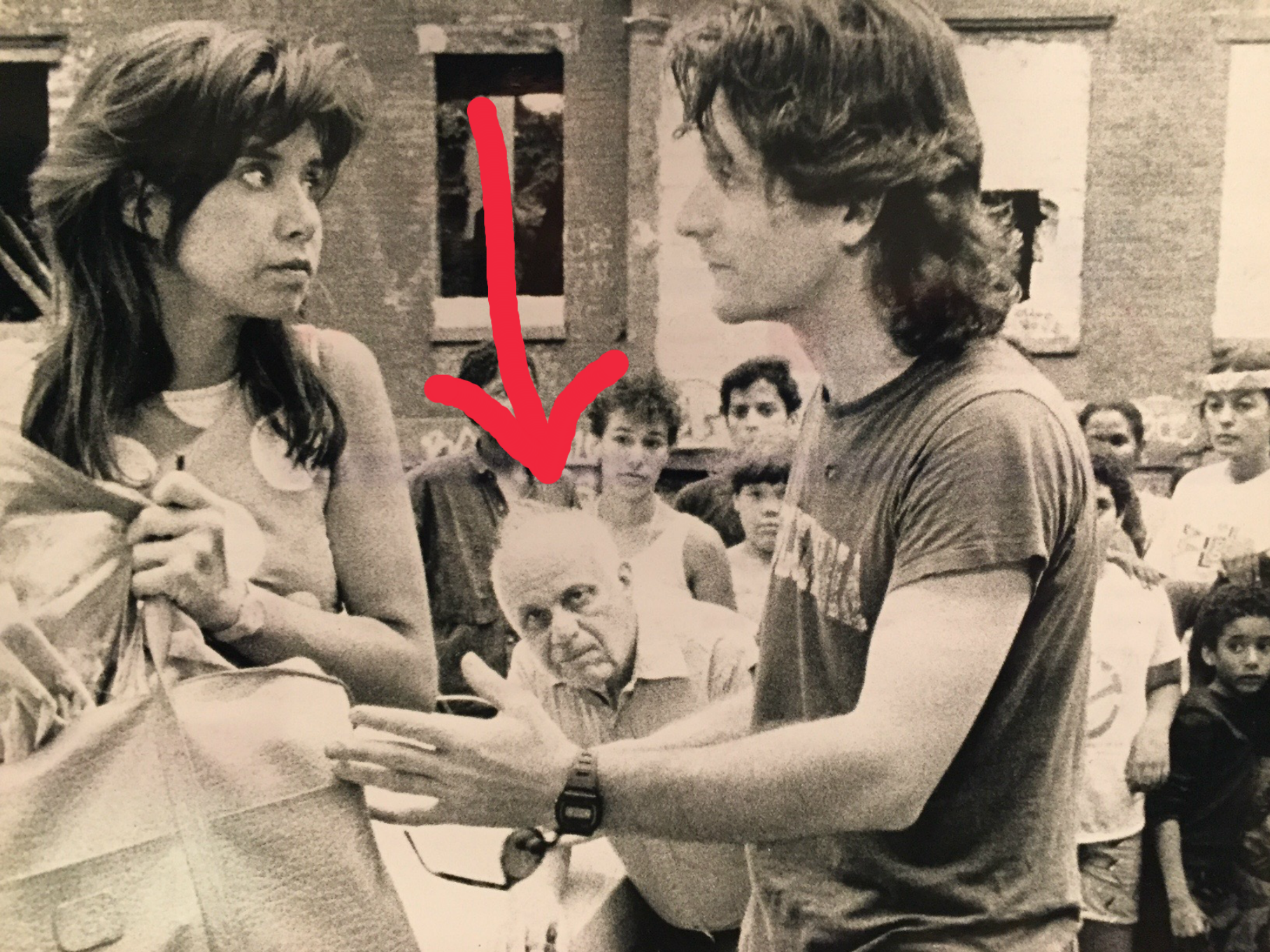 Lea Floden, Larry Ungarten (under the arrow) and Bruce McCarty in "How To Be Louise". Larry has a great moment in this scene.