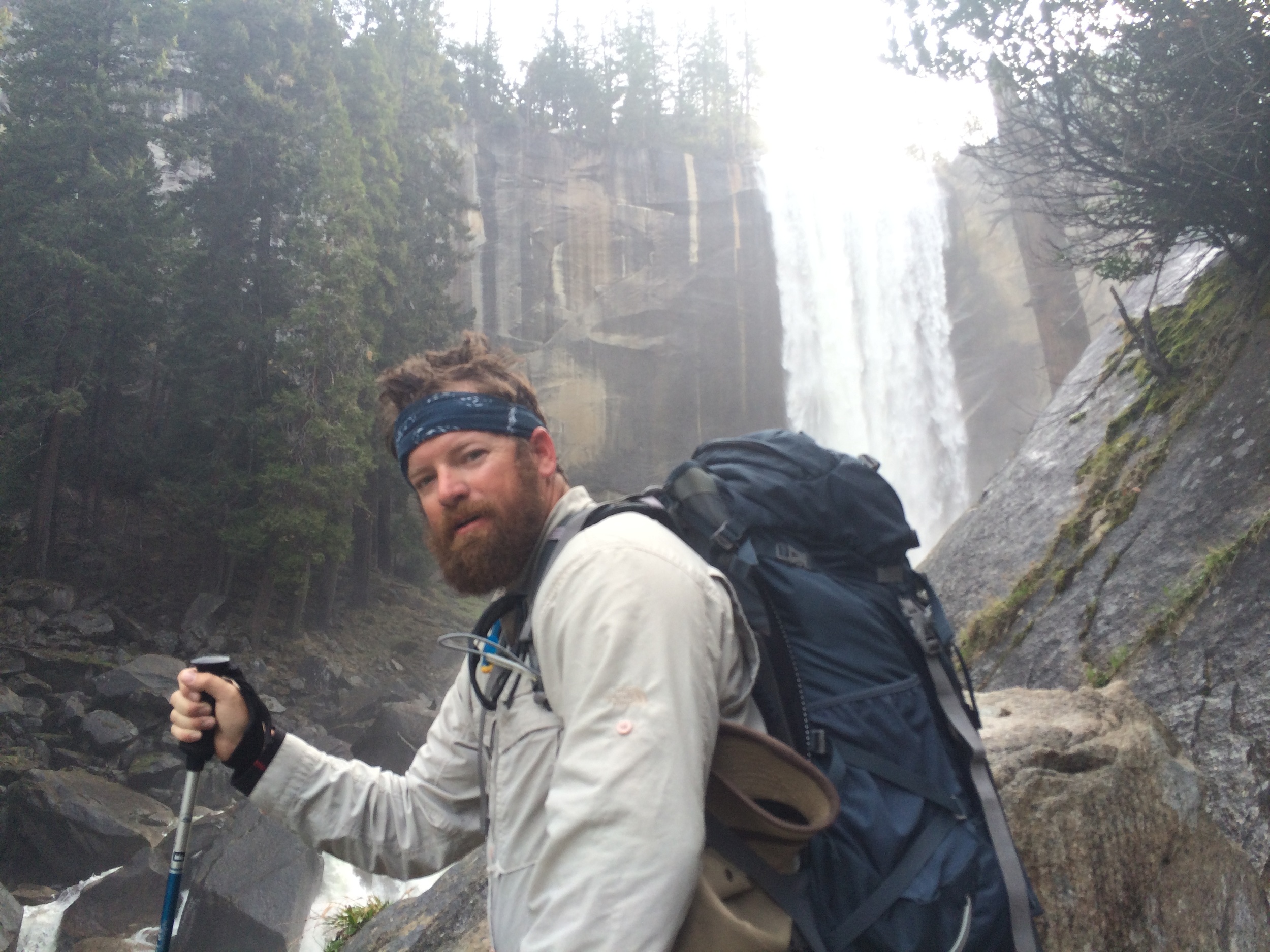 "Mountain Man" Jeremy Long by Vernal Falls on the Mist Trail, Yosemite.