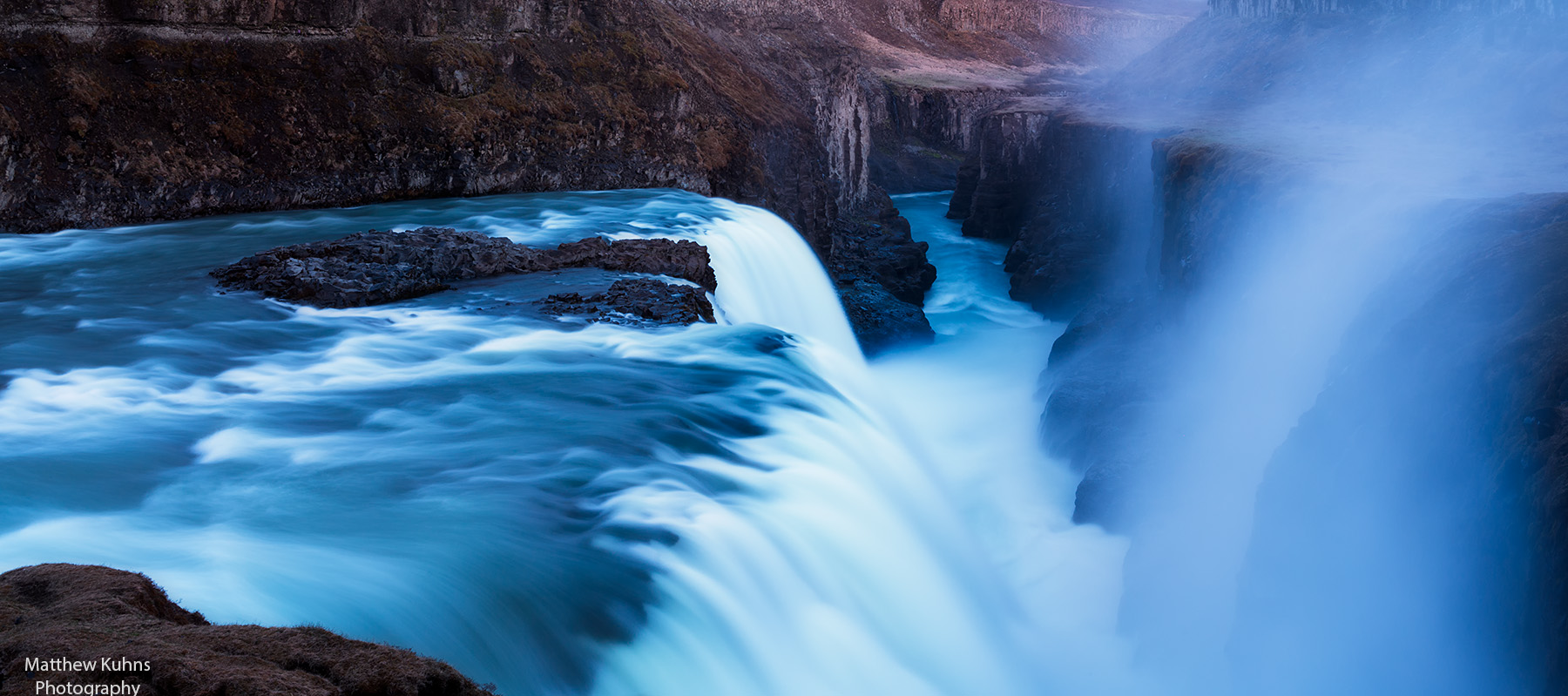 The powerful Gullfoss at twilight.