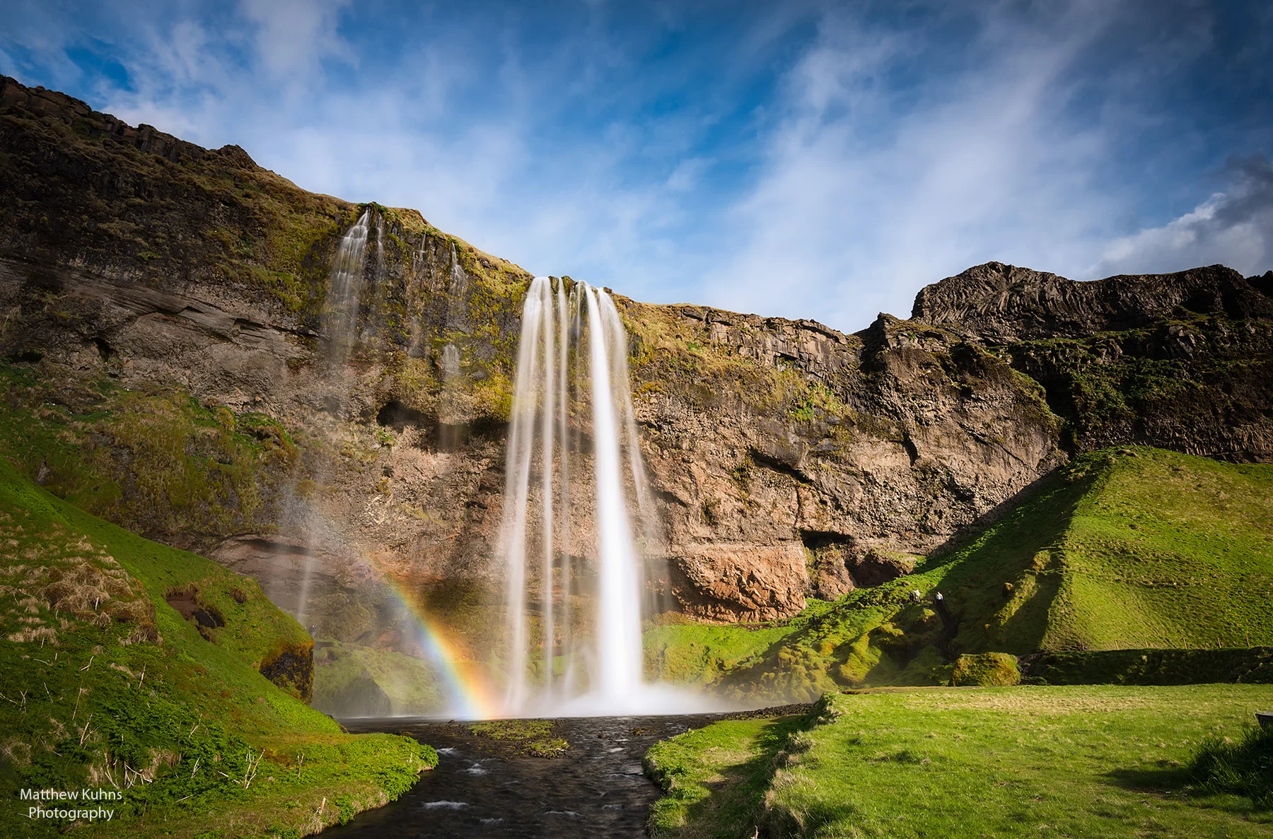 Click to Enlarge. Seljalandsfoss and rainbow.