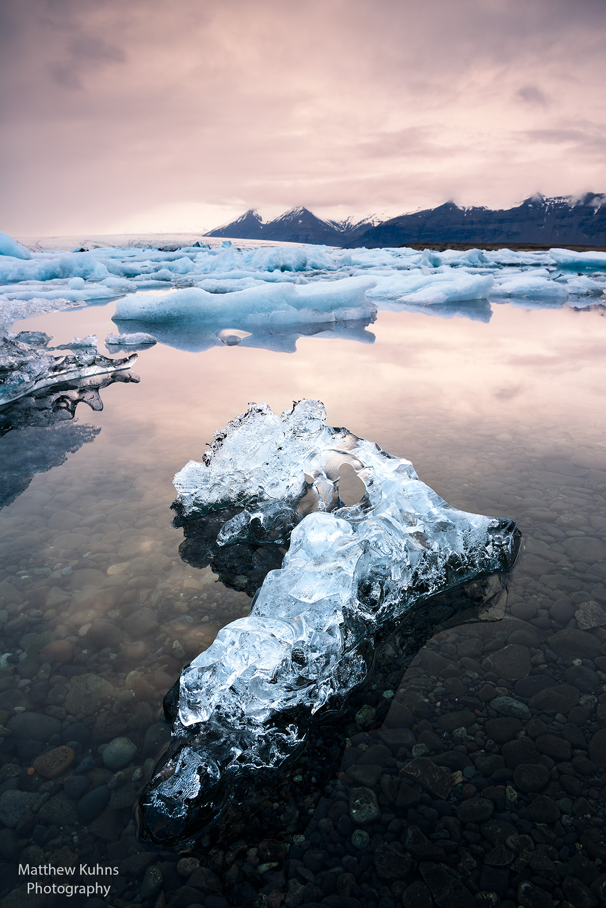Click to Enlarge: Ice and the lagoon.