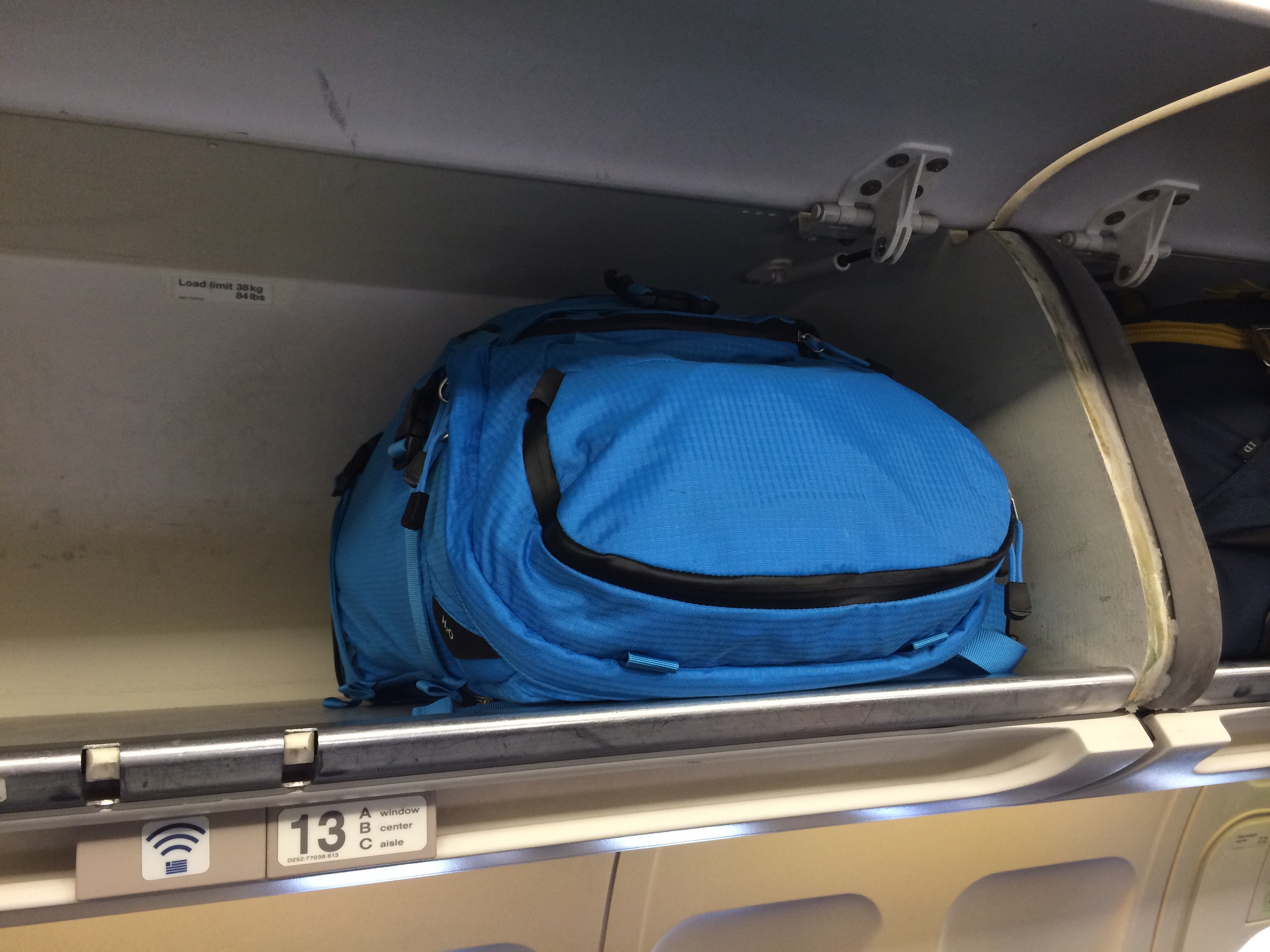 The Tilopa fit into the overhead bin with room to spare.