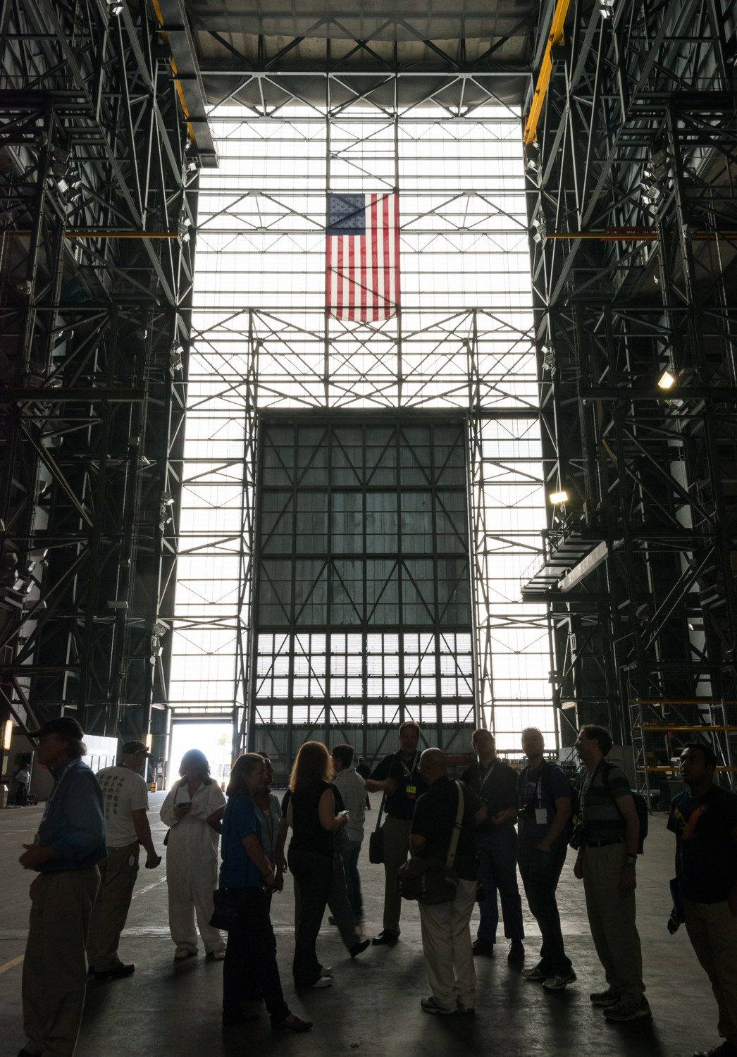 Looking back towards the "little" doors. NASA Social participants in the foreground. 