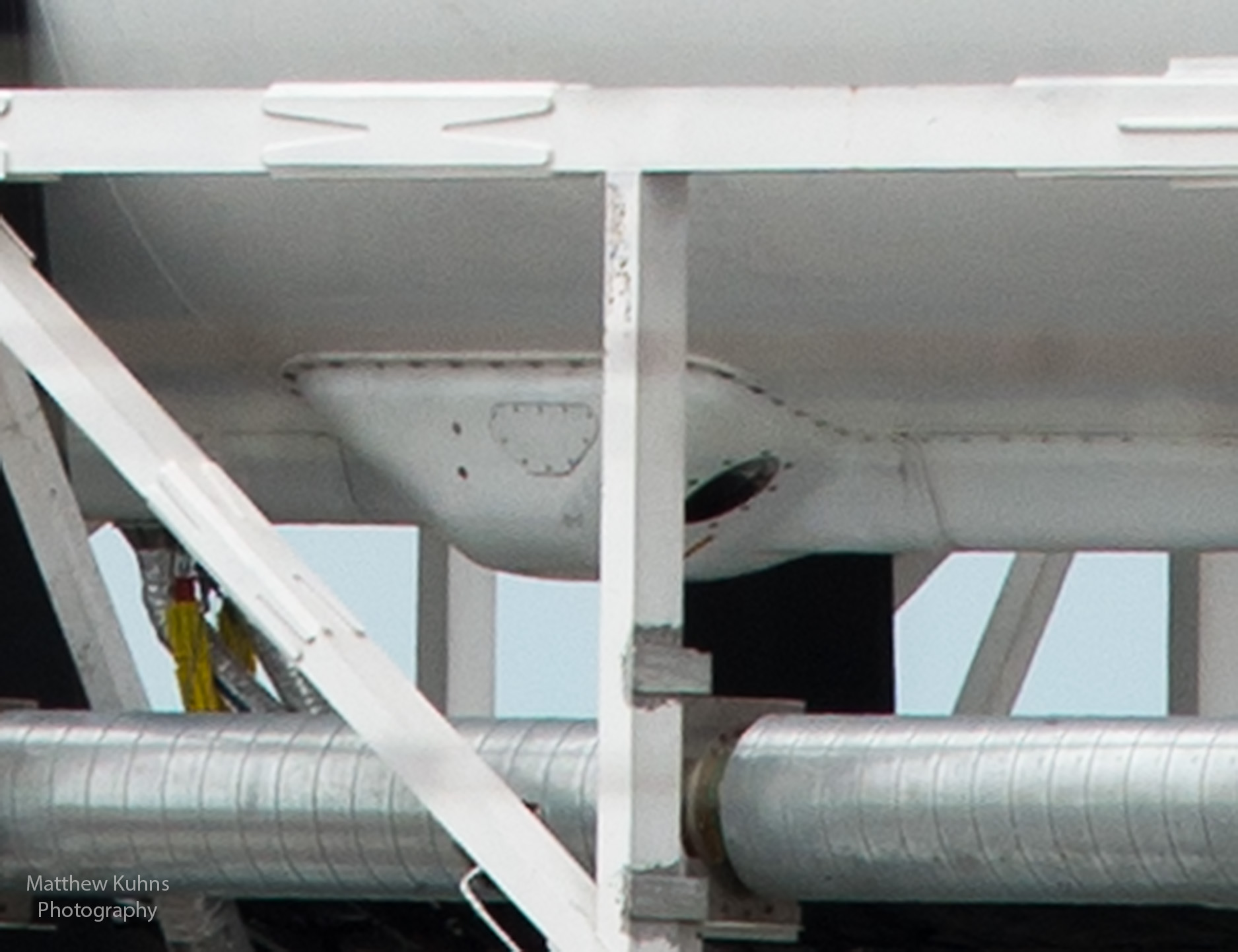 Close up of features on the side of the rocket.