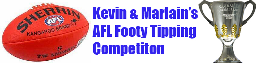   
  Hello Everyone, Once again Marlain and myself are running our AFL   Footy     Tipping   competition, last year we had a great contest with the winner being Roger Size. This year we are hoping to make it even bigger, Once again the competition is free to enter, and there will be a great prize for the winner, plus there will be some extra competitions through the season.   
   Also this year we have changed the rules to allow you to submit your tips up to five minutes before the start of each match.     
  The Competition is very easy to join and simple to play, your tips can be submitted via the website, or via SMS.   
  We look forward to   tipping   with you this season. Please feel free to forward this e-mail to anyone you think might enjoy playing. Kind regards Kevin & Marlain Perry    
   Join our AFL 2011     Tipping     Competition now:       
  1.          Go to   http://www.oztips.com/      
  2.          Click the 'REGISTER' button on the homepage and set-up a Login (if you played with us last year you already have a username & password).    
  3.          Once you have successfully registered a Username and Password, click the 'JOIN A COMP' button.    
  4.          You will be asked to enter an OzTips Comp Number and Password.    
  The Comp you've been asked to join is:    
  Comp#:  246101     
  Password:  admin     
  5.          That's it!    
  6.          Full instructions on how to Tip can be found on the website by clicking on the 'Help' link in the top header.    
  7.          If you have any other questions send us an   E-Mail      
   The Basics       
  Tipping   Format: This is straight pick the winner   tipping  .    
  Tip Cut-off Time: T   ip cut-off time for your Comp is 5-minutes before EACH match. This option enables Tipsters to make selections right up until the start of each match.     
   Scoring       
  Correct Tip - 1    
  Incorrect Tip - 0    
  Tip a Draw - 3    
  Match Drawn (but not Tipped) - 0    
   RULES       
  1.          Non-Submission:    Calculation of Points for Tipsters who fail to submit their Tips by the 5-min Tip cut-off times. Tipsters will receive any points awarded for correct Away Team Tips if no Tips have been saved.     
  2.          Late Start:    Allocation of Points for Tipsters who start later than Week 1. Tipsters will receive any points awarded for a correct Away Team Tip in each missed match.     
  3.          Prize Information: This is a winner takes all competition. Judges decision is final    
   
  