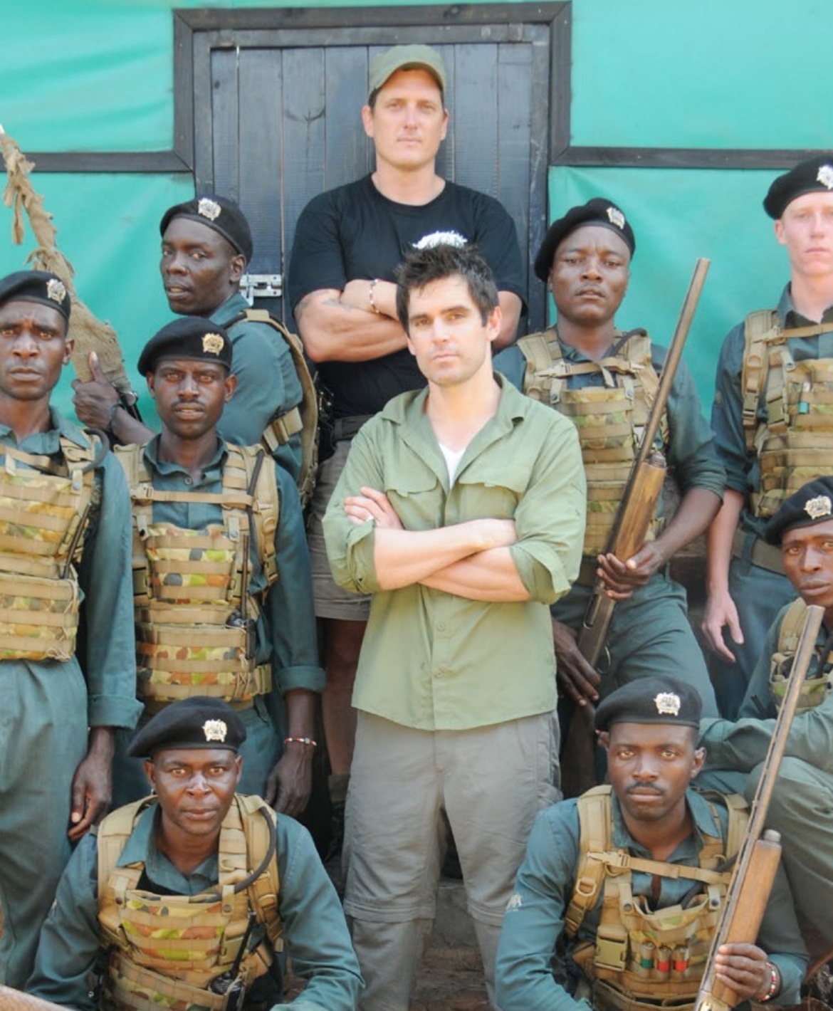   Sabour Bradley with    Ex-Commando Damien Mander and his anti-poaching unit.  image - supplied  