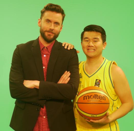   DAVE THORNTON and RONNY CHIENG, the basketball mad hosts of DOUBLE DRIBBLE.  image - supplied 