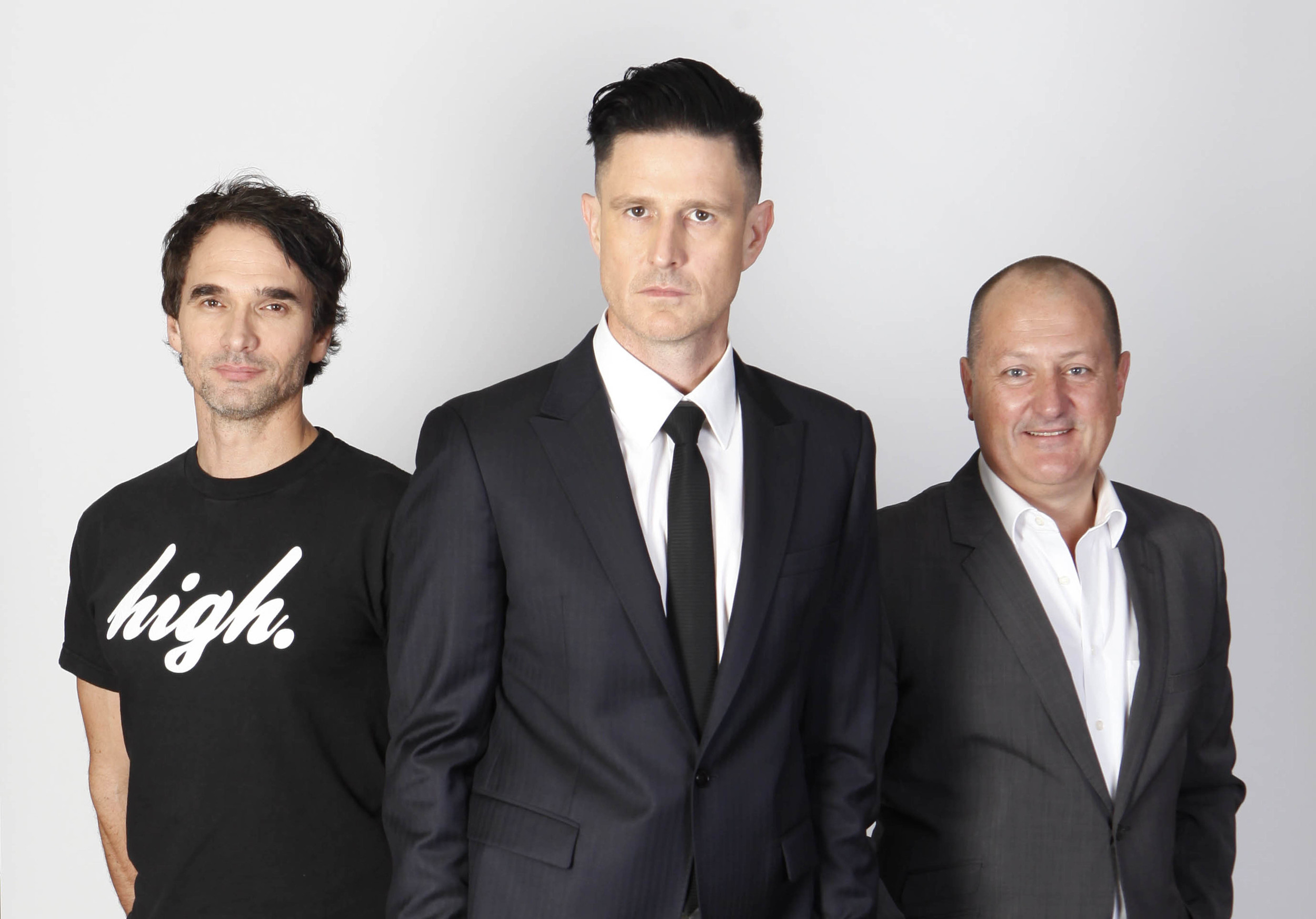   Wil Anderson (centre) with Gruen colleagues Todd Sampson and Russell Howcroft.  image - supplied/ ABCTV 