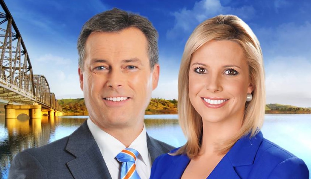 WIN News presenters Bruce Roberts and Amy Duggan. image source - WINTV