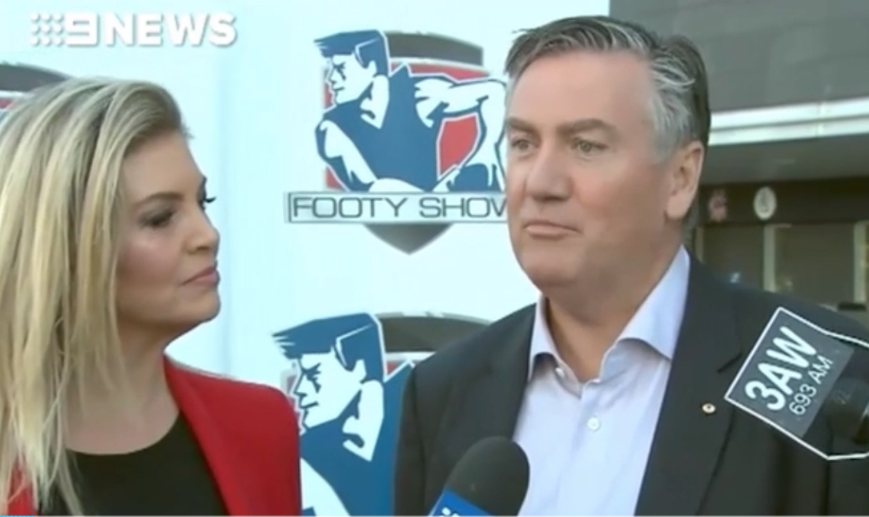   Eddie McGuire announces his return to The Footy Show with Rebecca Maddern   image - Nine 