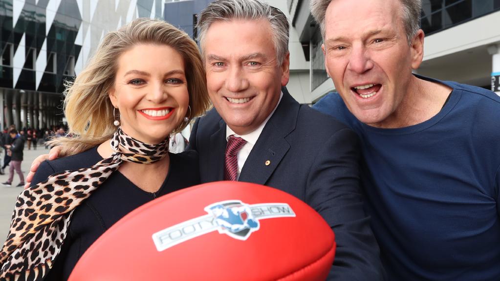   Rebecca Maddern, Eddie McGuire and Sam Newman   image source - Alex Coppel/NewsCorp 