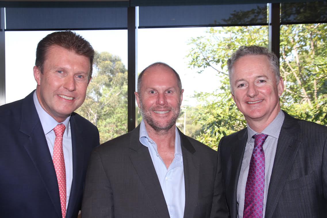 Peter Overton with Darren Wick & CEO Hugh Marks PHOTO: Mediaweek