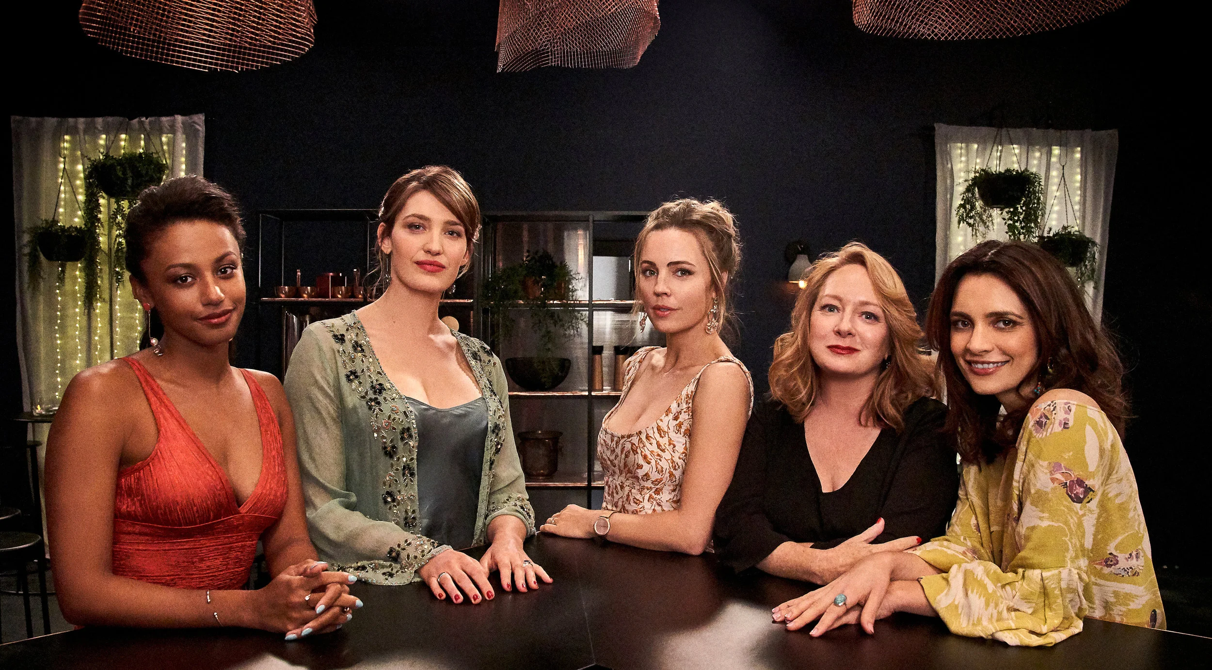 The cast of BAD MOTHERS - Shalom Brune-Franklin, Tess Haubrich, Melissa George, Mandy McElhinney & Jess Tovey Image - Nine