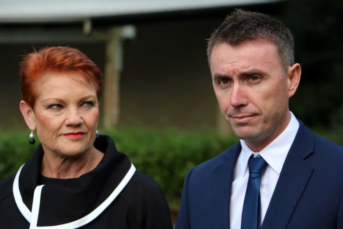   One Nation leader Pauline Hanson and senior figure James Ashby   PHOTO: ABC 