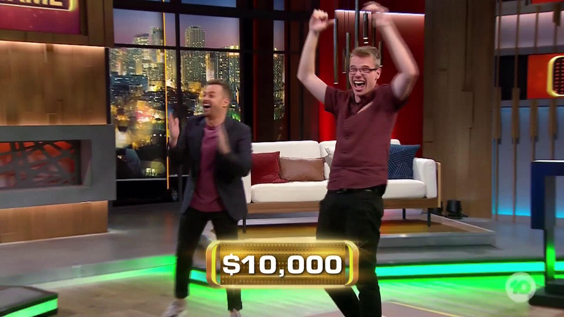   The moment former channel 10 employee ANDREW LOGUE wins $10,000  