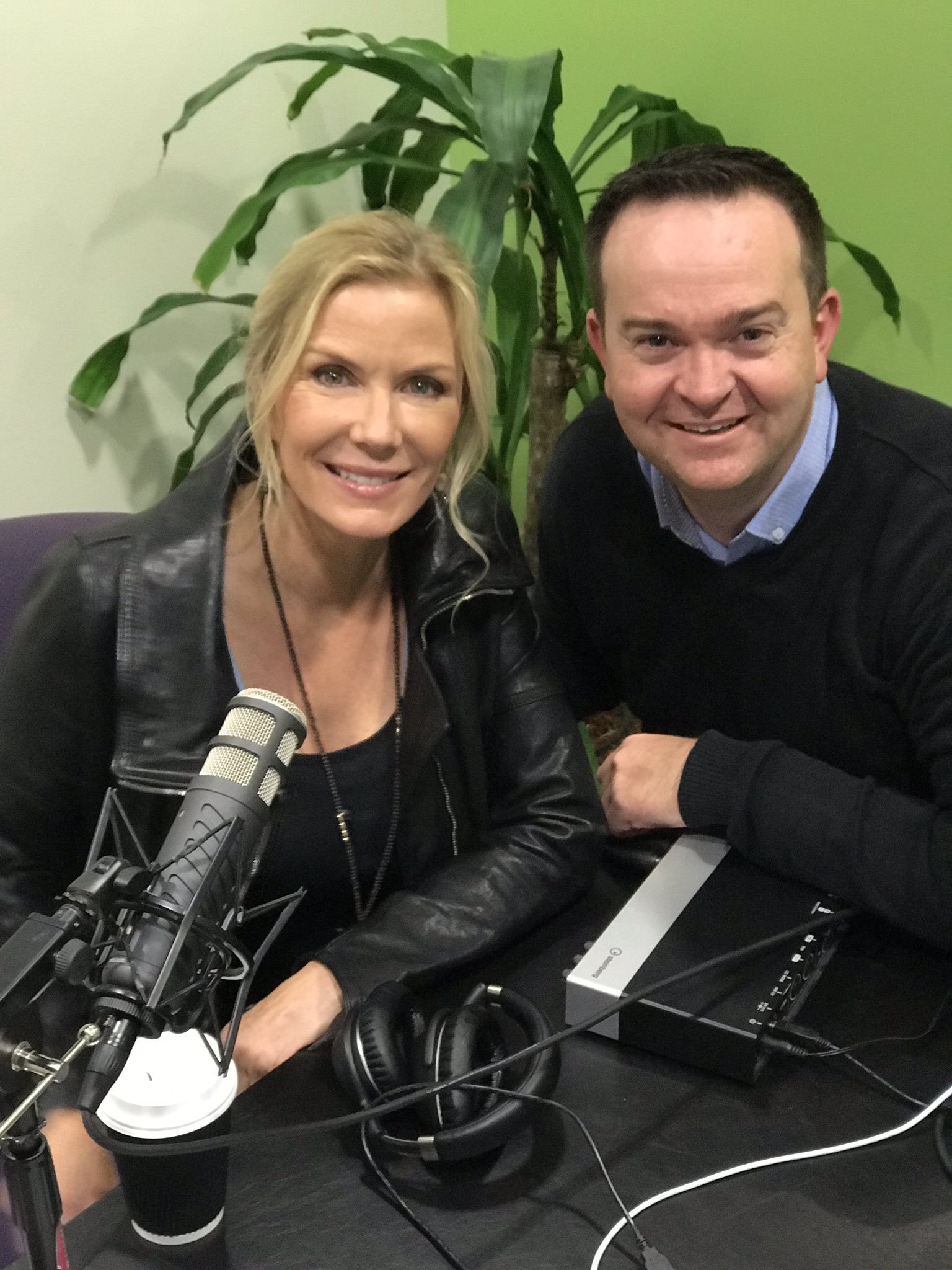   Katherine Kelly Lang  and  Robert McKnight  recording an episode of the  McKnight Tonight Podcast   Photo: Katherine Kelly Lang 