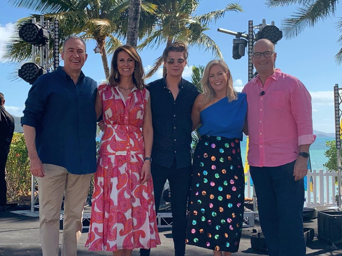   The Sunrise team with executive producer Michael Pell at Hamilton Island  Image - Instagram 
