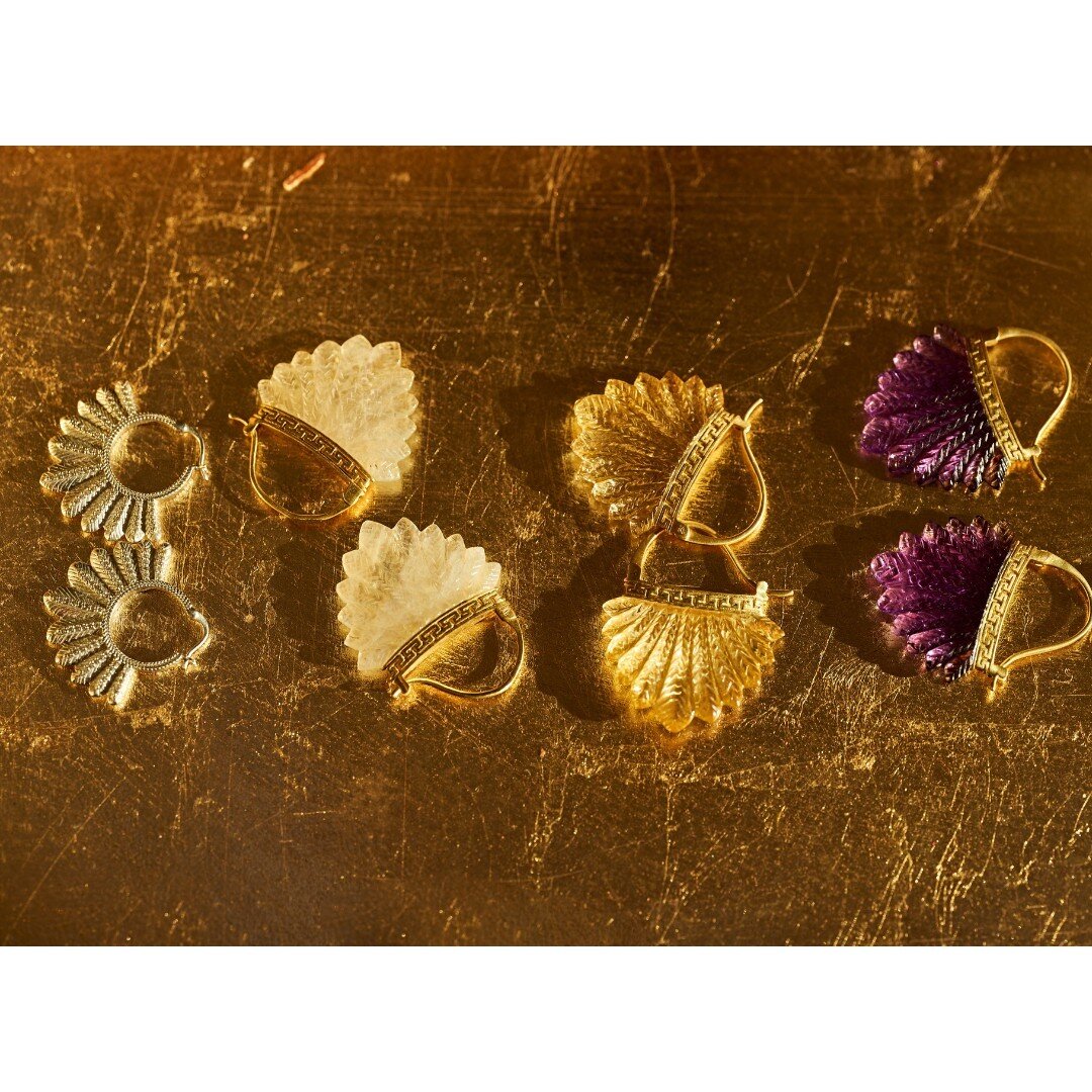 Hand carved zapotec feather earrings in citrine, amethyst and moonstone in 18k yellow gold and feather earrings in 18k yellow gold.​​​​​​​​
​​​​​​​​
For enquires please email us at sales@jadejagger.com