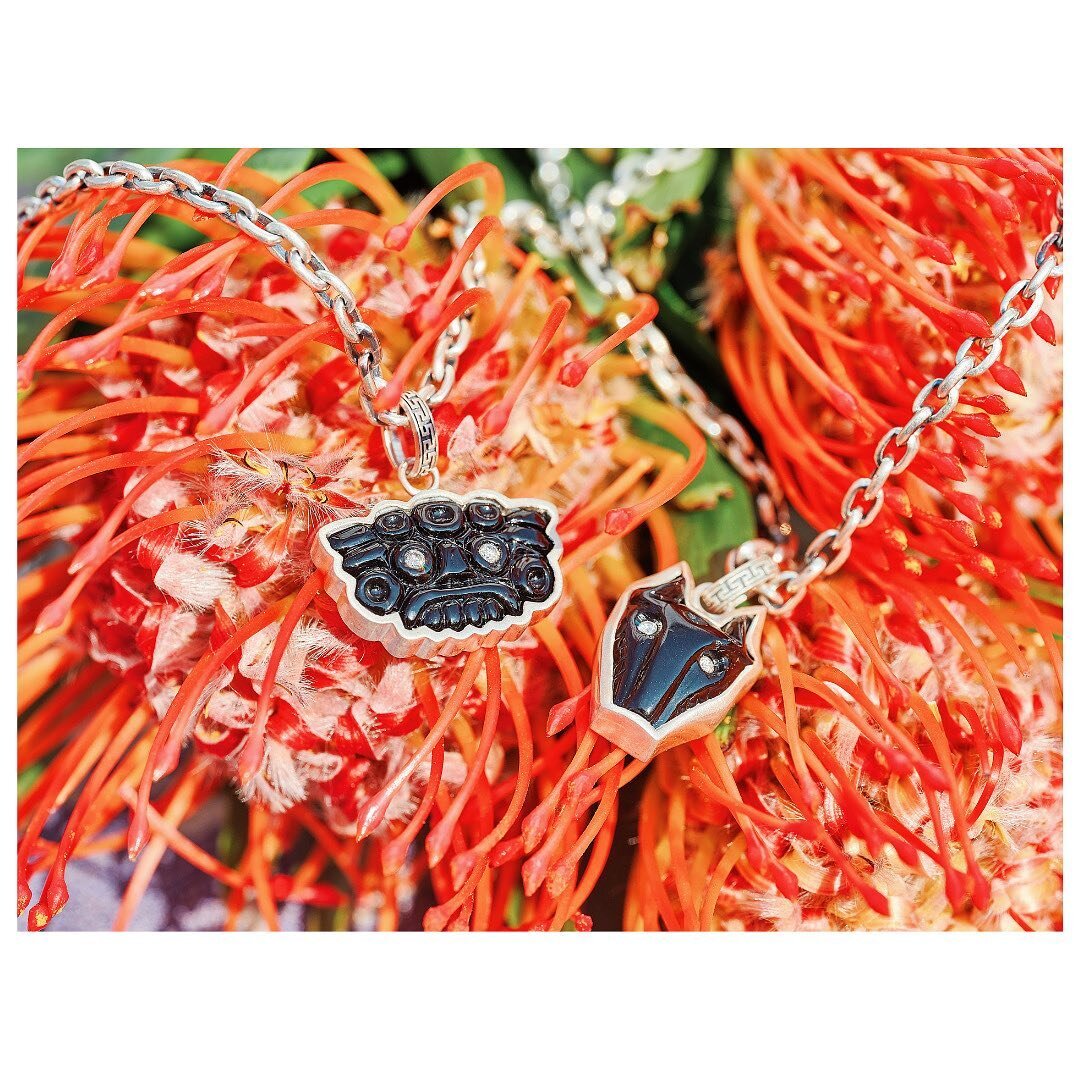 Carved black onyx face and coyote pendants with diamond eyes in sterling silver 
⠀⠀⠀⠀⠀⠀⠀⠀⠀
For all enquires please email us at sales@jadejagger.com