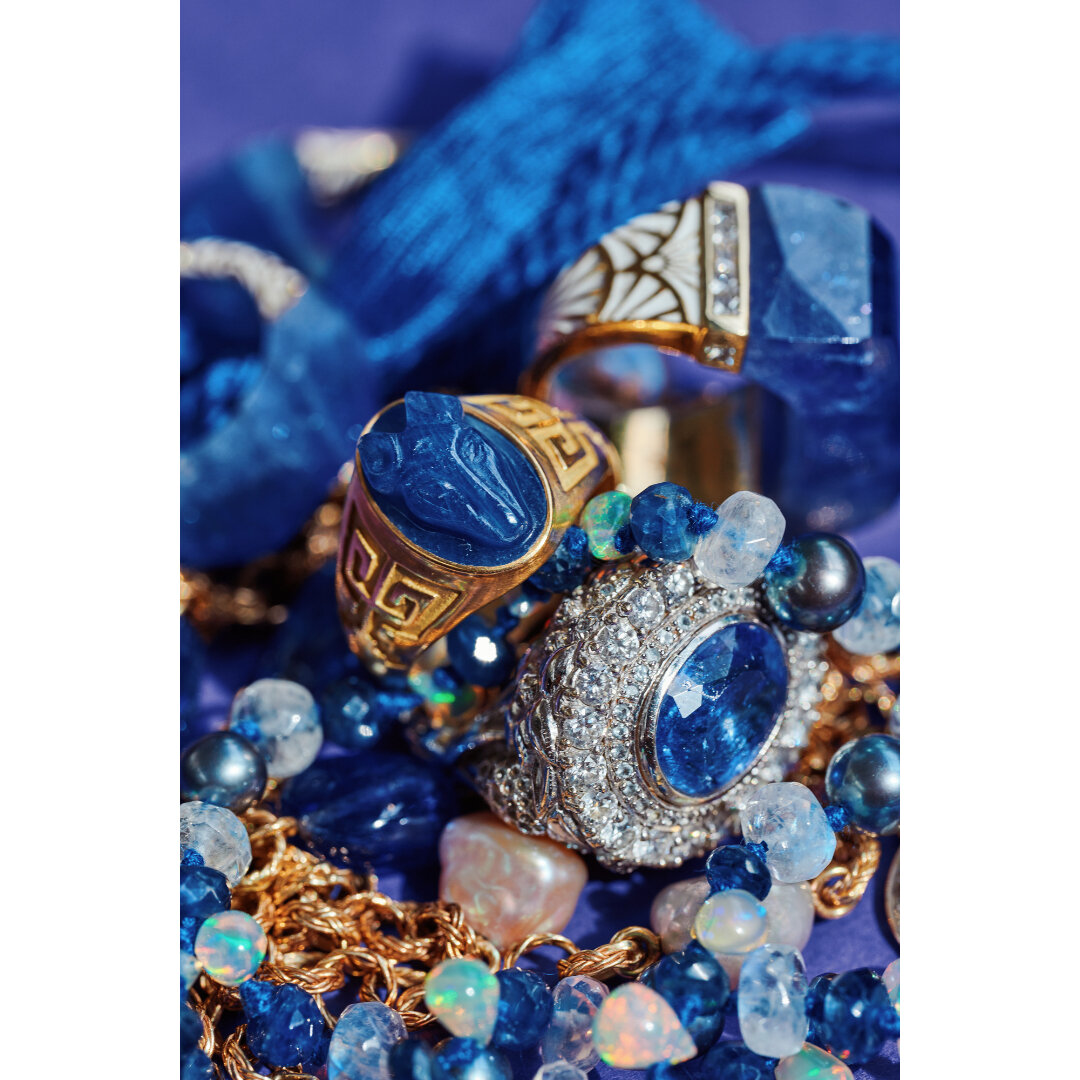 Sapphire Coyote ring, Tanzanite and diamond skull cocktail ring and Tanzanite neverending ring all in 18k gold​​​​​​​​
​​​​​​​​
For enquires please email us at sales@jadejagger.com