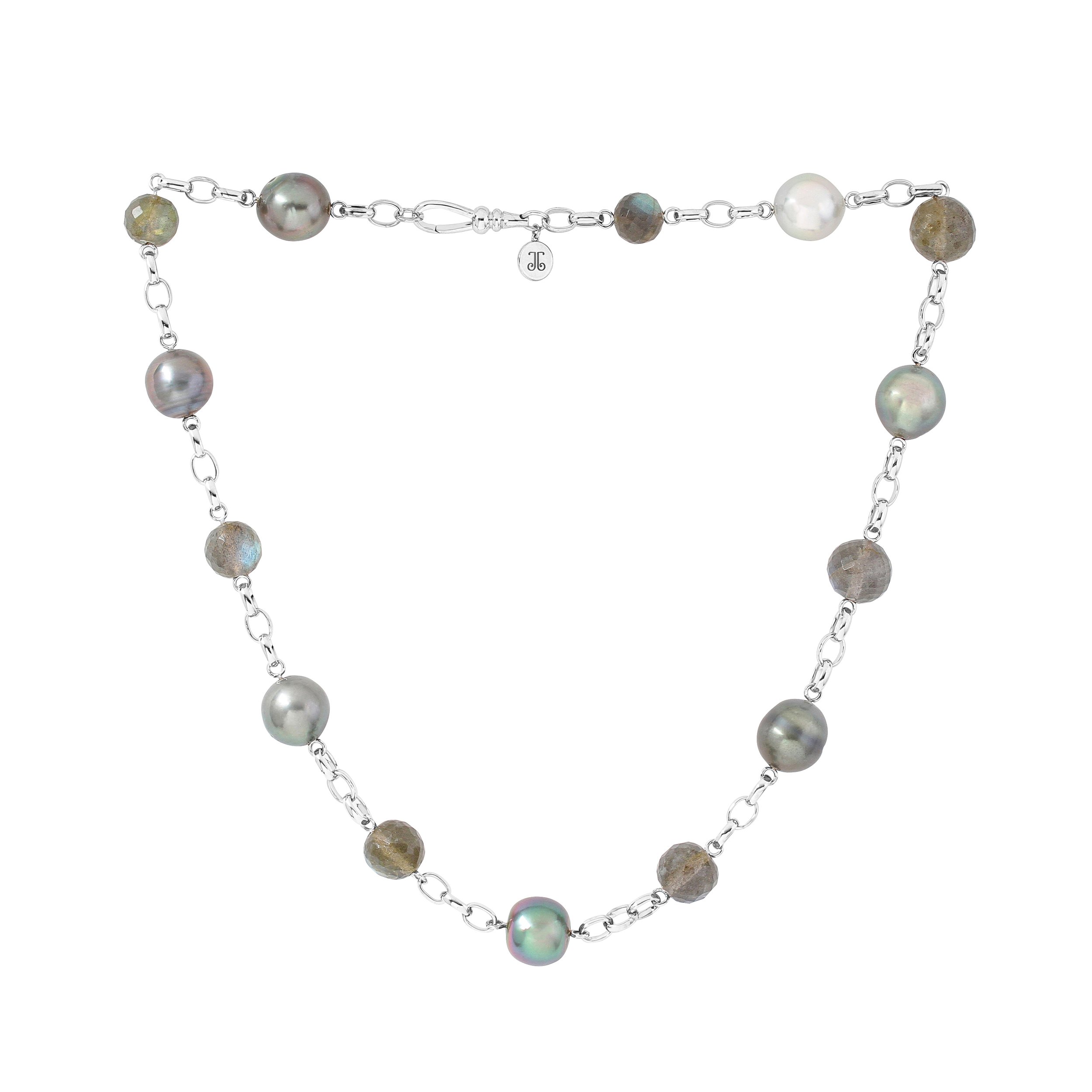 Black pearl and Labradorite necklace