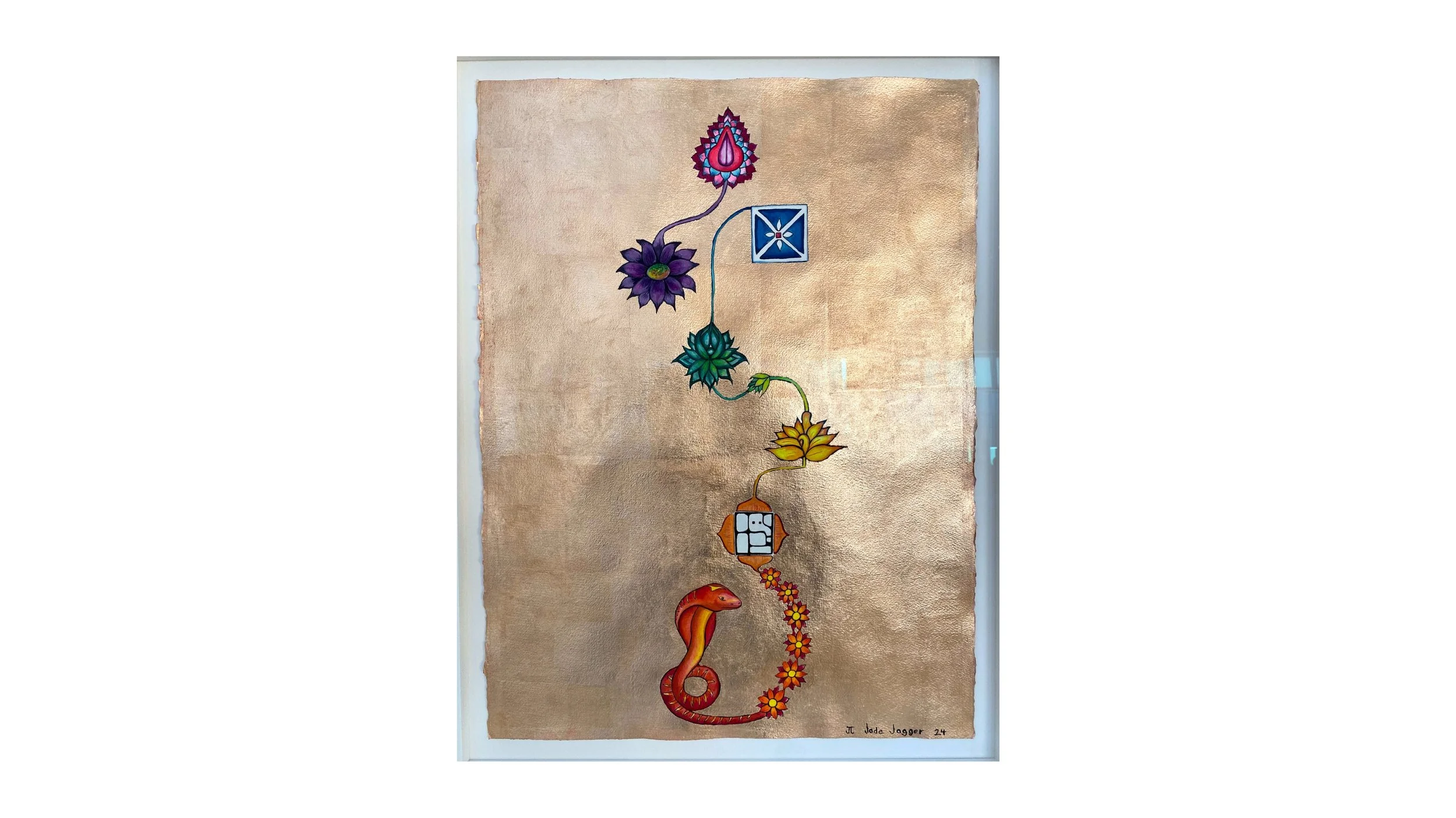 Chakra Mandala 24ct rose gold leaf and egg tempera 67x52cm £3,600